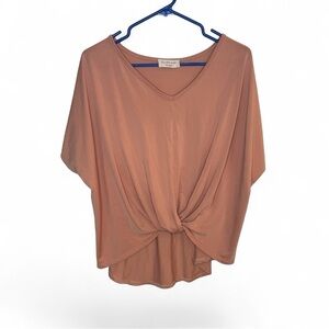 Lavender Field Blush Pink Knot Front Batwing Top Size Large Made in USA